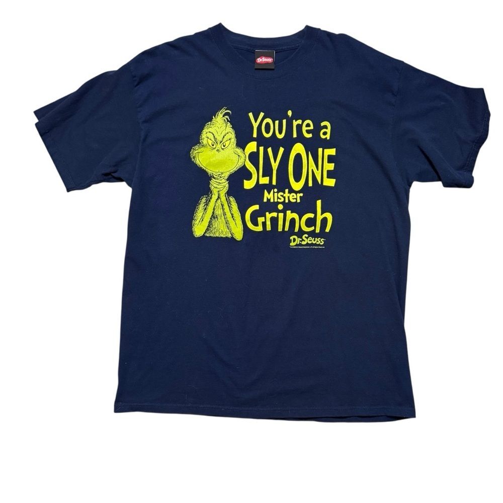 Dr.Suess "You're a SLY ONE Mister Grinch" Christmas Navy Unisex T-Shirt Size XL